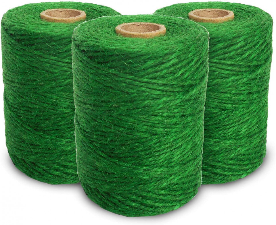 Set de 3 role de sfoara ANSIO, iuta, verde, 101 m