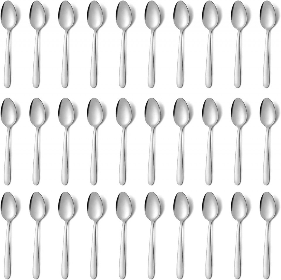 Set de 36 linguri Funnydin, otel inoxidabil, argintiu, 17 cm