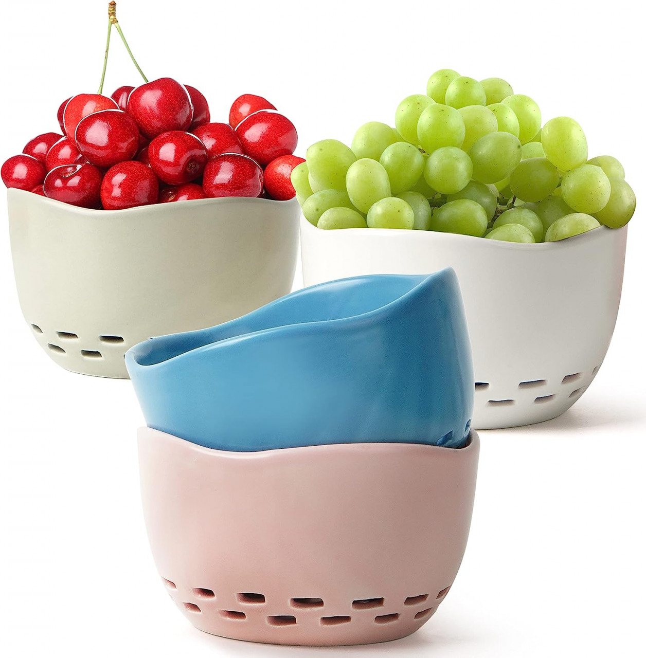 Set de 4 boluri pentru fructe Fng8, ceramica, multicolor, 7,5 x 8 x 12 cm
