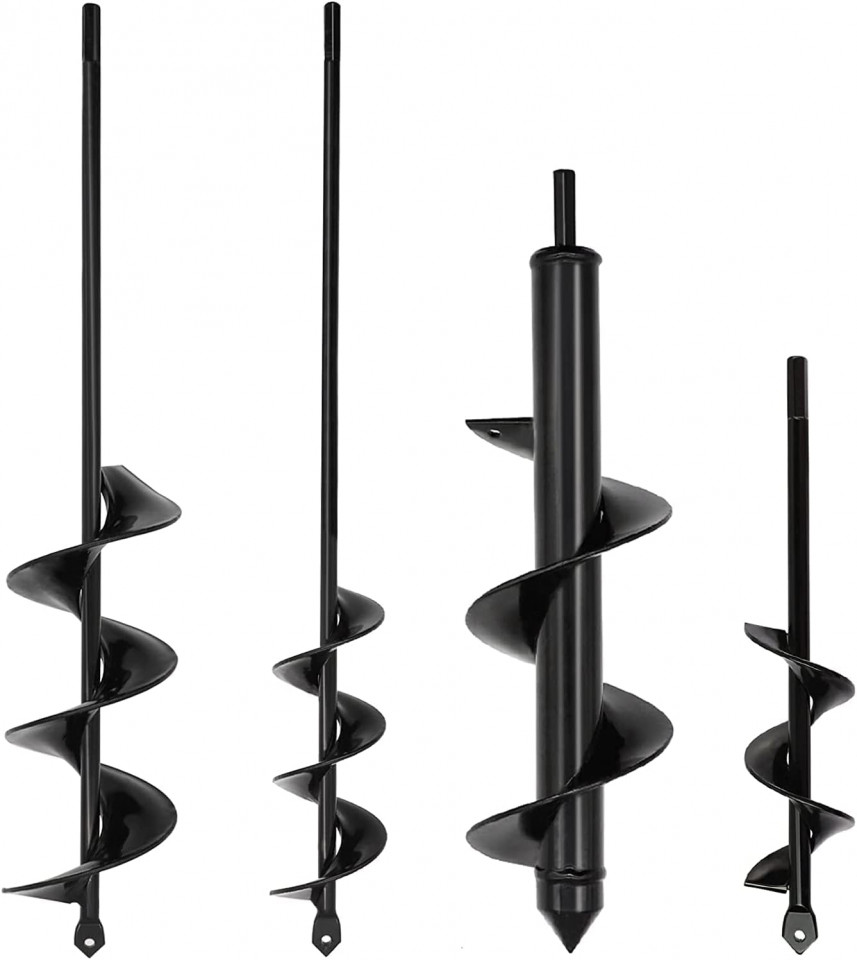 Set de 4 burghie spiralate SYITCUN, otel mangan, negru Bricolaj