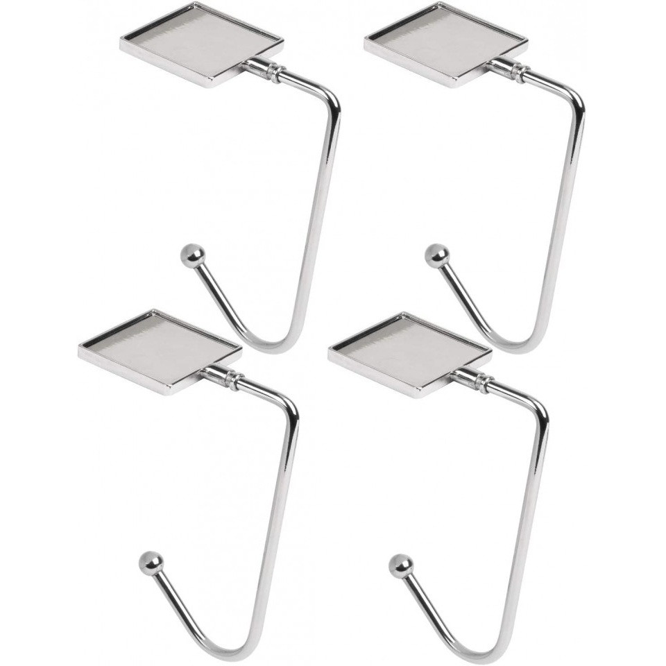 Set de 4 carlige LOOPES, argintiu, otel inoxidabil, 3,5 x 3,5 x 9,8 cm