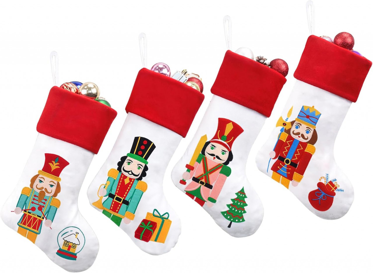 Set de 4 ciorapi pentru Craciun Duosheng & Elegant, bumbac, multicolor, 43,1 x 29,2 x 20,3 cm