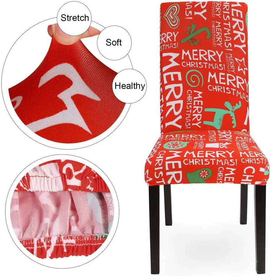 Poze Set de 4 huse pentru scaune de Craciun bolukets, poliester, alb/verde/rosu, 40 -50 cm