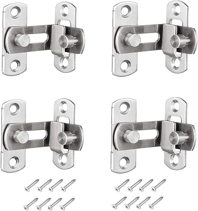 Set de 4 incuietori pentru usa, otel inoxidabil, argintiu, 13,1 x 9,3 x 3,2