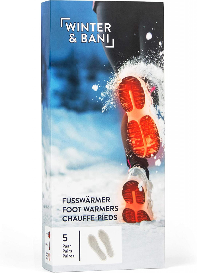 Set de 5 perechi de tampoane de incalzire pentru talpi Winter & Bani, alb, 23 x 7,5 cm