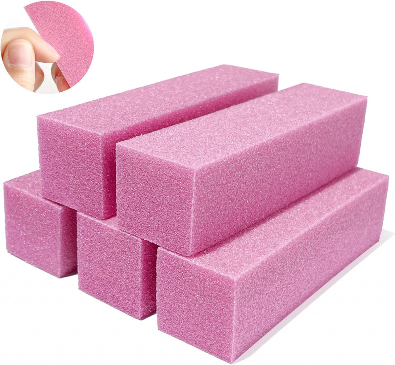 Set de 5 pile buffer pentru unghii Lofuanna, roz, 120 granulatie, 9.5 x 2.5 x 2.5 cm