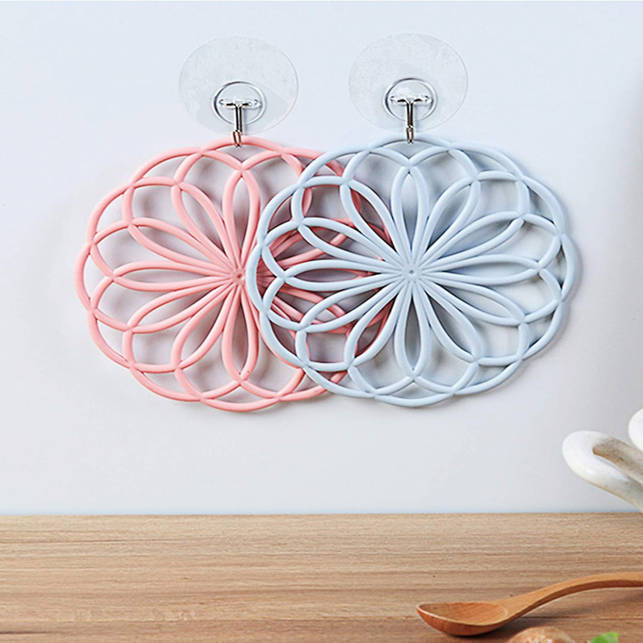 Set de 6 coastere LIMEOW, silicon, roz/albastru, 18,5 cm