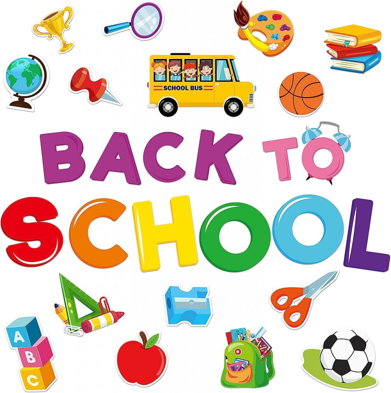Set de 69 decoratiuni pentru Back To School BeYumi, hartie, multicolor