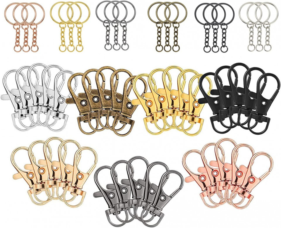 Set de 72 brelocuri Tochek, metal, multicolor, 5,3 x 1,4 cm