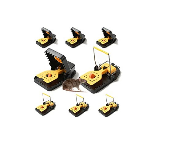 Set de 8 capcane pentru soricei KINGARDEN, metal/plastic, negru/galben