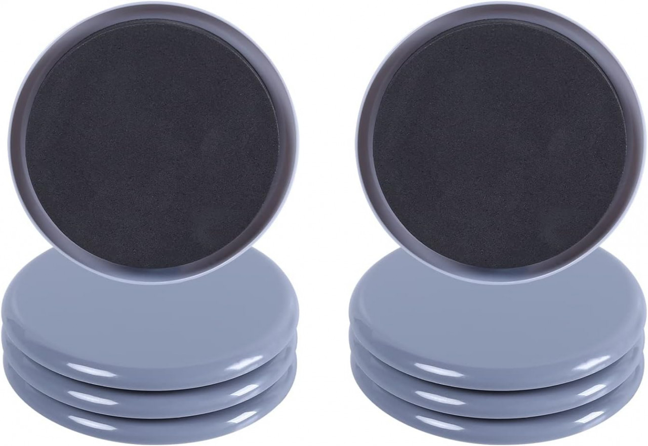 Set de 8 glisoare pentru mobilier Ezprotekt, EVA/plastic, albastru deschis/negru, 12,7 x 1 cm