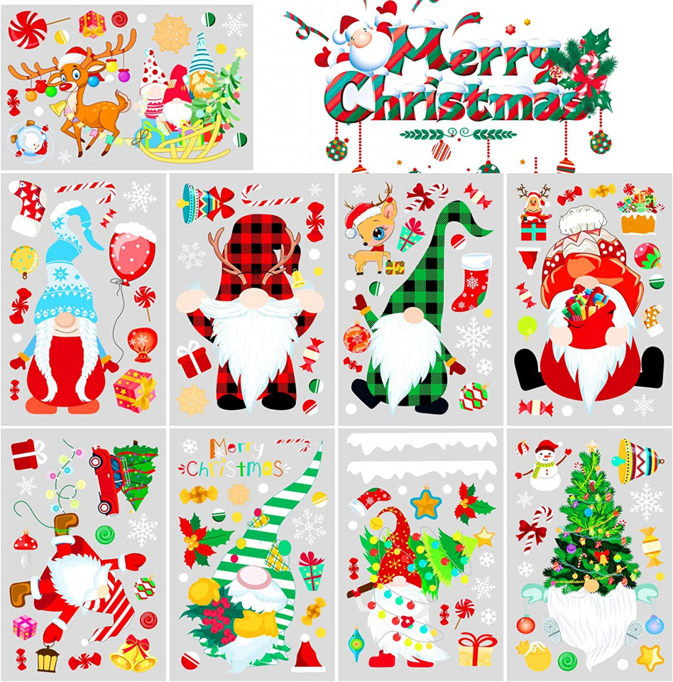 Set de 9 coli cu autocolante de Craciun Qpout, PVC, multicolor, 20 x 30 cm