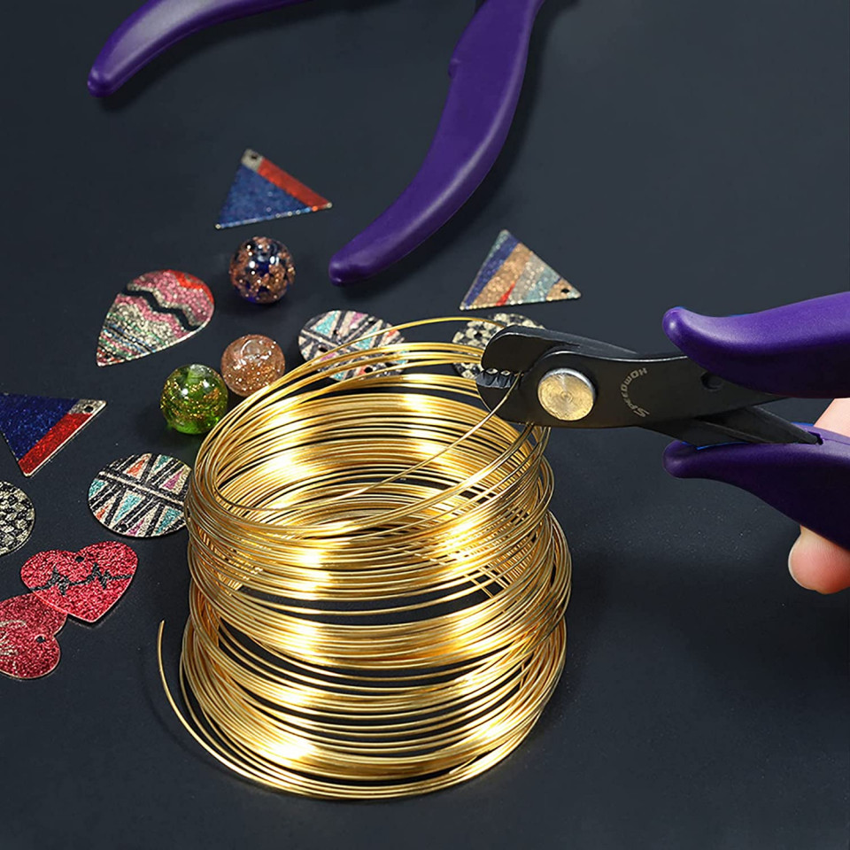 Poze Set de cleste si 200 inele de sarma pentru creare bijuterii SPEEDWOX, metal, negru/violet/auriu, 140 x 50 mm
