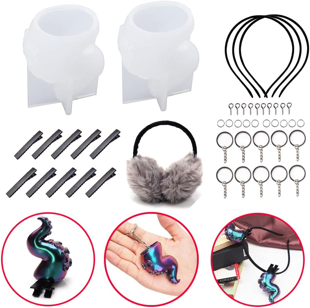 Set de creatie brelocuri Koonafy, silicon/metal, alb/negru/argintiu, 26 piese