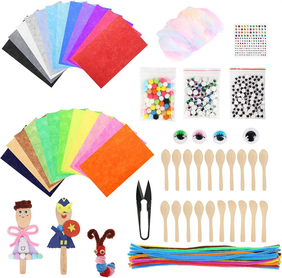 Set de creatie de 232 piese pentru copii ZERHOK, lemn/plastic/textil, multicolor 232 imagine noua