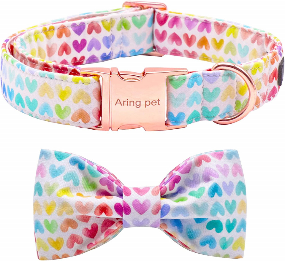 Set de guler si papion pentru caini ARING PET, bumbac/metal, multicolor, XS