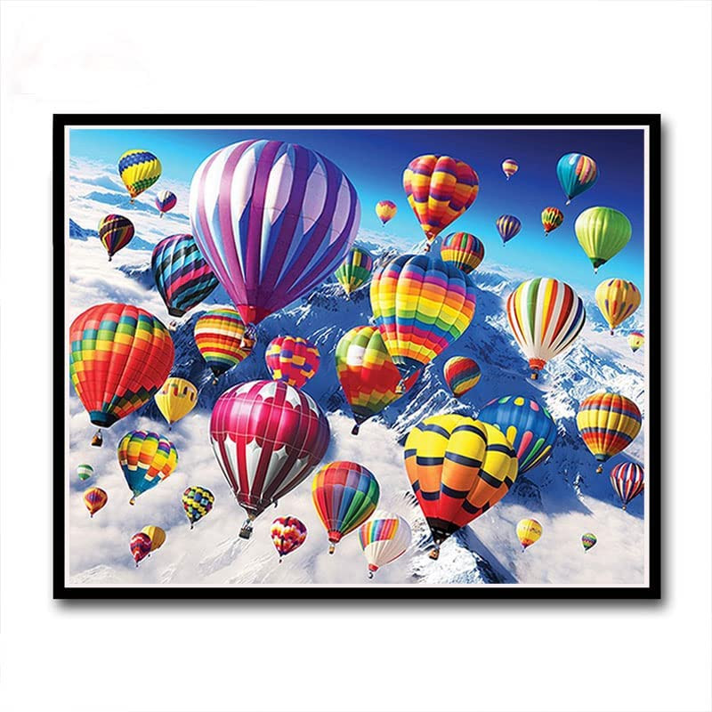 Set de pictura cu diamante Wtxzaqkk, model baloane cu aer cald, cu rama, multicolor, 30 x 40 cm aer imagine 2022
