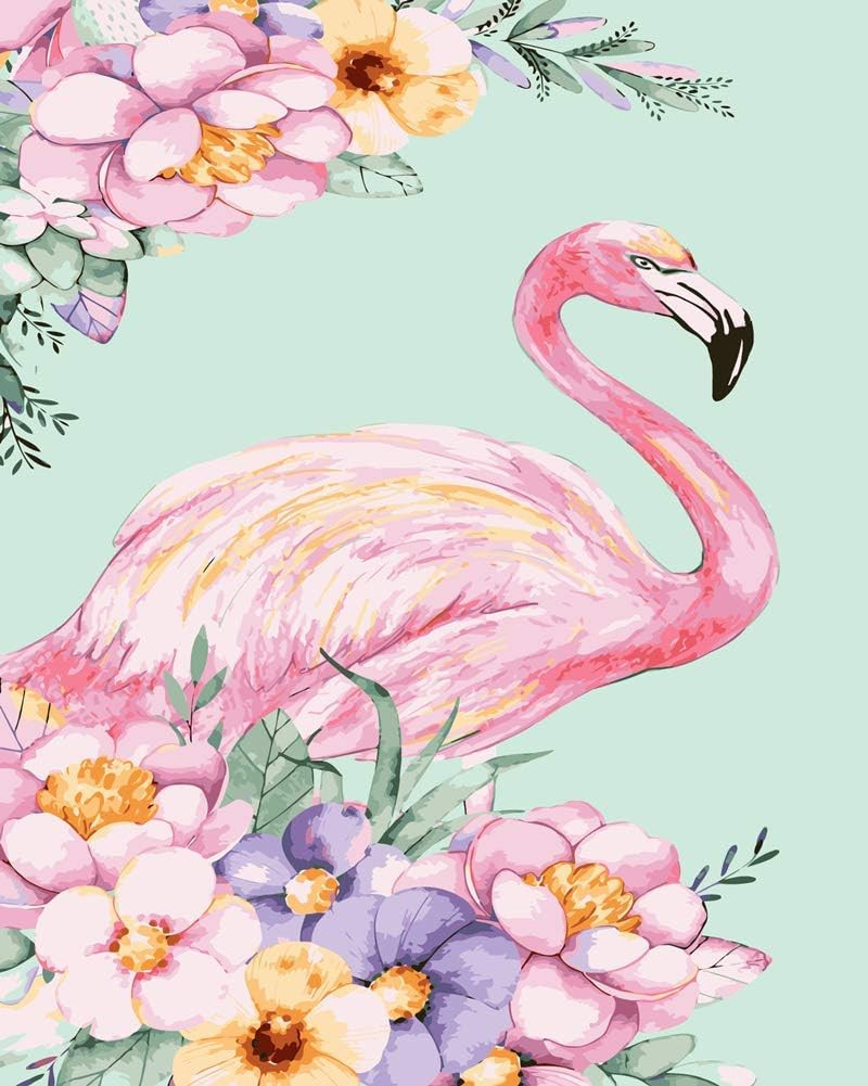 Set de pictura cu numere Wowdecor, model Flamingo, vopsea acrilica, multicolor, 40 x 50 cm