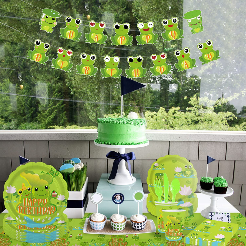 Poze Set de vesela pentru petrecere JeVenis, carton, verde, 42 piese