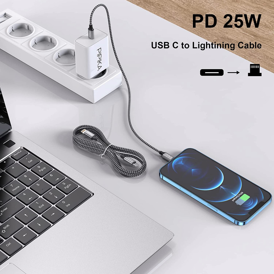 Poze Set incarcator cu cablu USB tip C PIPIKA, 25 W, 9V/2.77A, 2 m