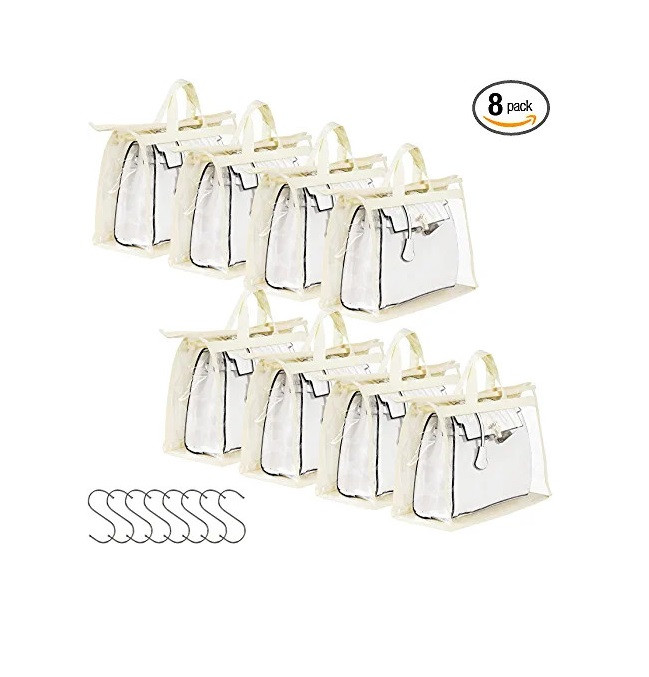 Set saci de depozitare a gentilor Puricon, 8 piese, bej/transparent, PVC, 28 x 17 x 38 cm Accesorii pentru casă 2023-09-28