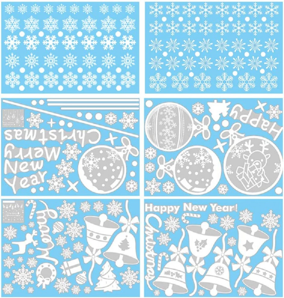 Poze Set se 8 coli cu autocolante de Craciun Panda Mall, alb, PVC, 25 X 35 cm