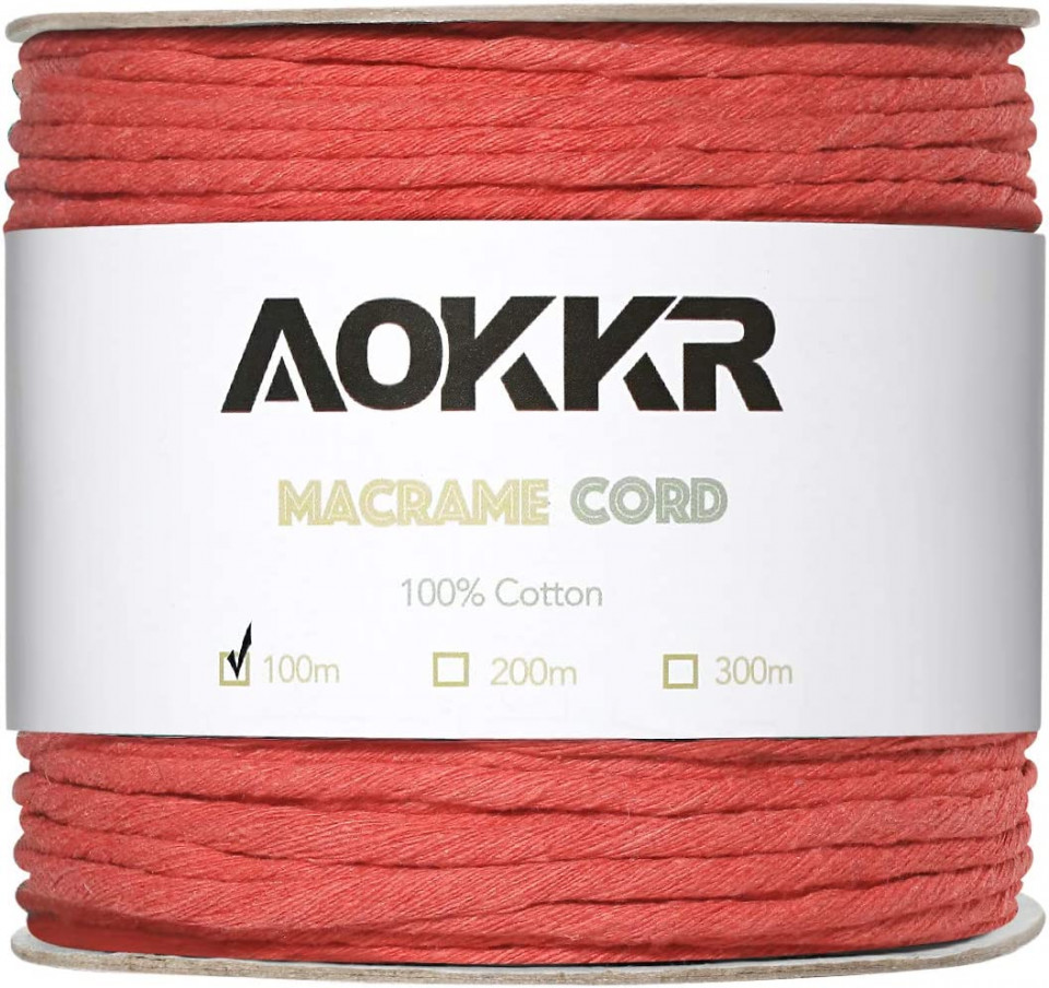 Sul de ata pentru macrame Aokkr, bumbac, portocaliu, 100 m