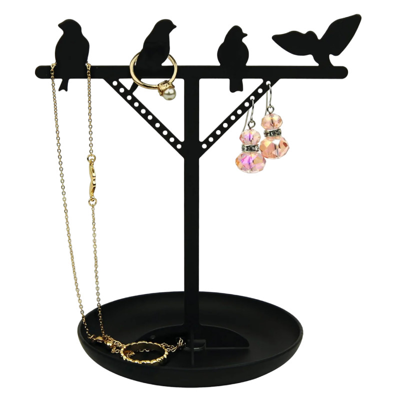 Suport pentru bijuterii Kikkerland, metal, negru, 13,3 x 15,2 x 10,1 cm