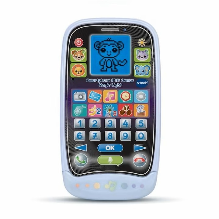 Telefon interactiv pentru copii Vtech SMARTPHONE GENIUS MAGIC LIGHT, multicolor, plastic, +2 ani