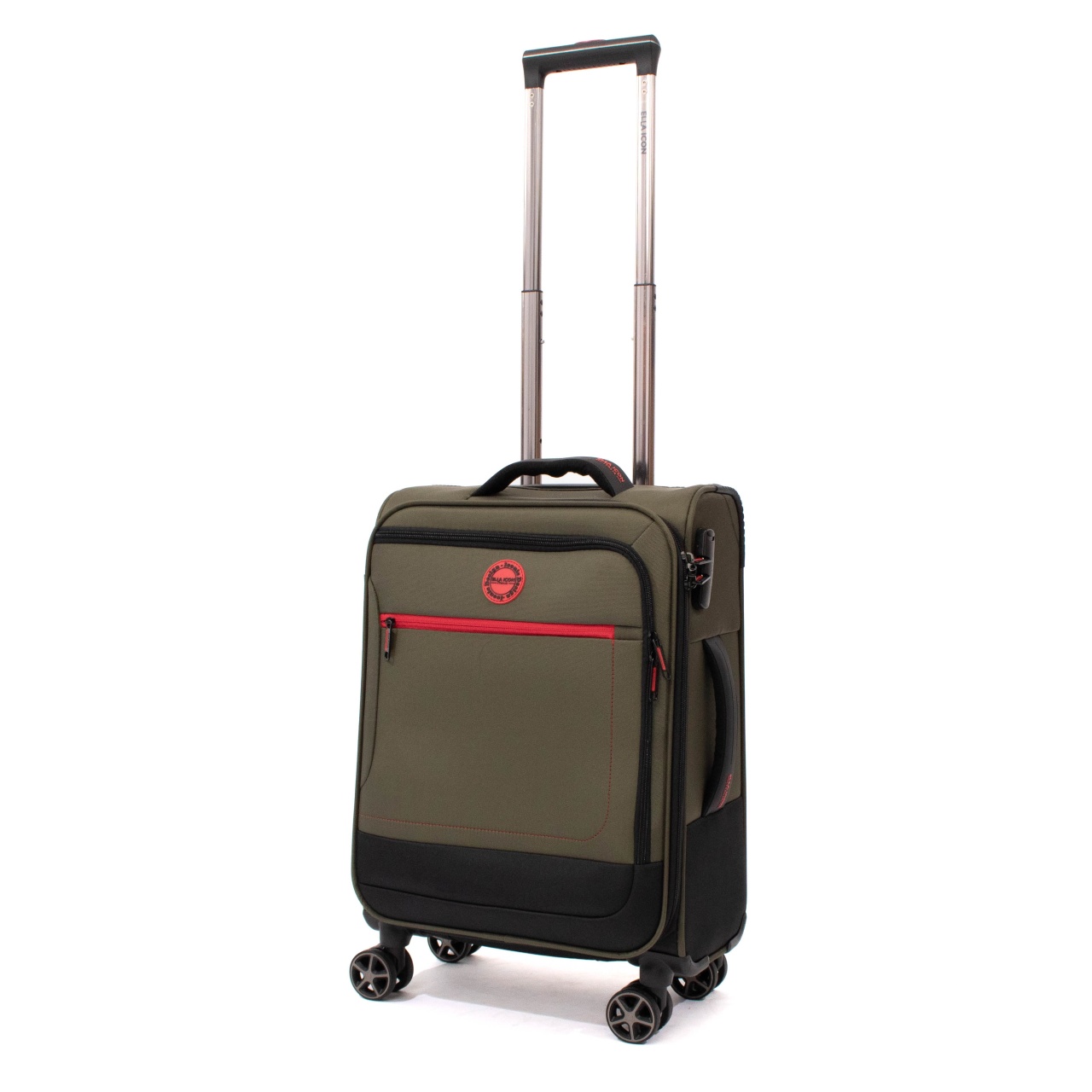 Troler Ella Icon Shadow cu 4 roti duble, Textil, 55x36x21 cm, Kaki