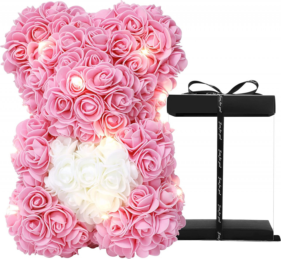 Ursulet de trandafiri RTWHL, roz/alb, 25 cm Obiecte decorative 2023-02-01