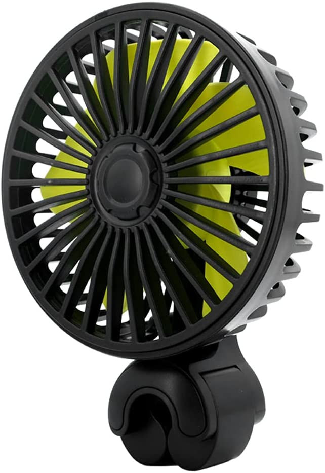 Ventilator pentru tetiera Domybest, 12/24 V, plastic, negru/galben, 11,3 x 10,5 x 10,5 cm 105 imagine reduss.ro 2022
