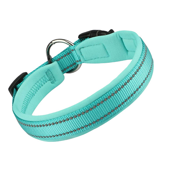 Zgarda reflectorizanta pentru caini Masbrill, neopren/nailon, albastru, L, 45-53 x 2,5 cm