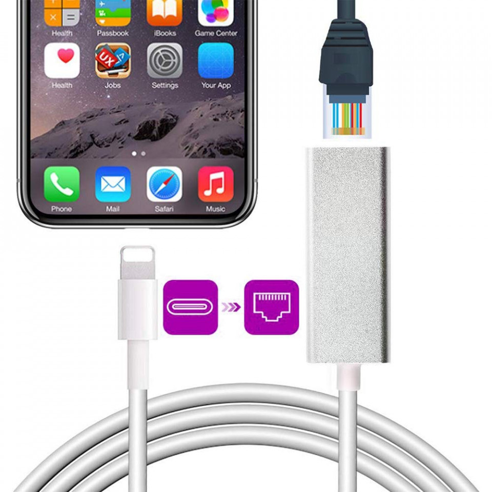 Adaptor Ethernet RJ45, argintiu