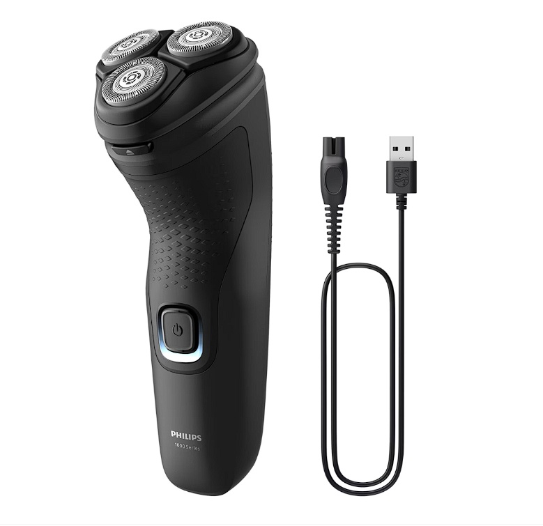 Aparat de ras PHILIPS Shaver Seria 1000 S1141/00, barbierit umed si uscat, fara fir, capete 4D flexibile, lame autoascutire, 40 min, capac de