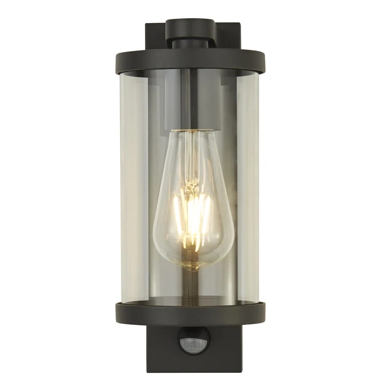 Aplica de perete pentru exterior Henbury, metal/sticla, negru/transparent, 12 x 12 x 29 cm