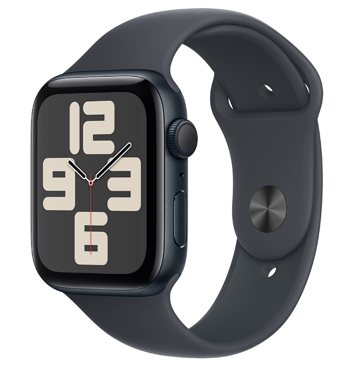 Apple Watch SE (2024), GPS, Carcasa Midnight Aluminium 44mm, Midnight Sport Band - S/M, Resigilat, Grad A