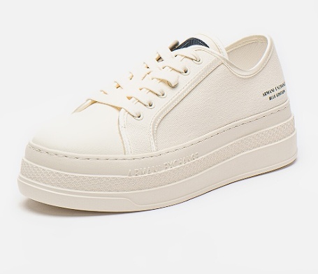 ARMANI EXCHANGE, Pantofi sport flatform de panza, Crem, 37, Resigilat, Grad B