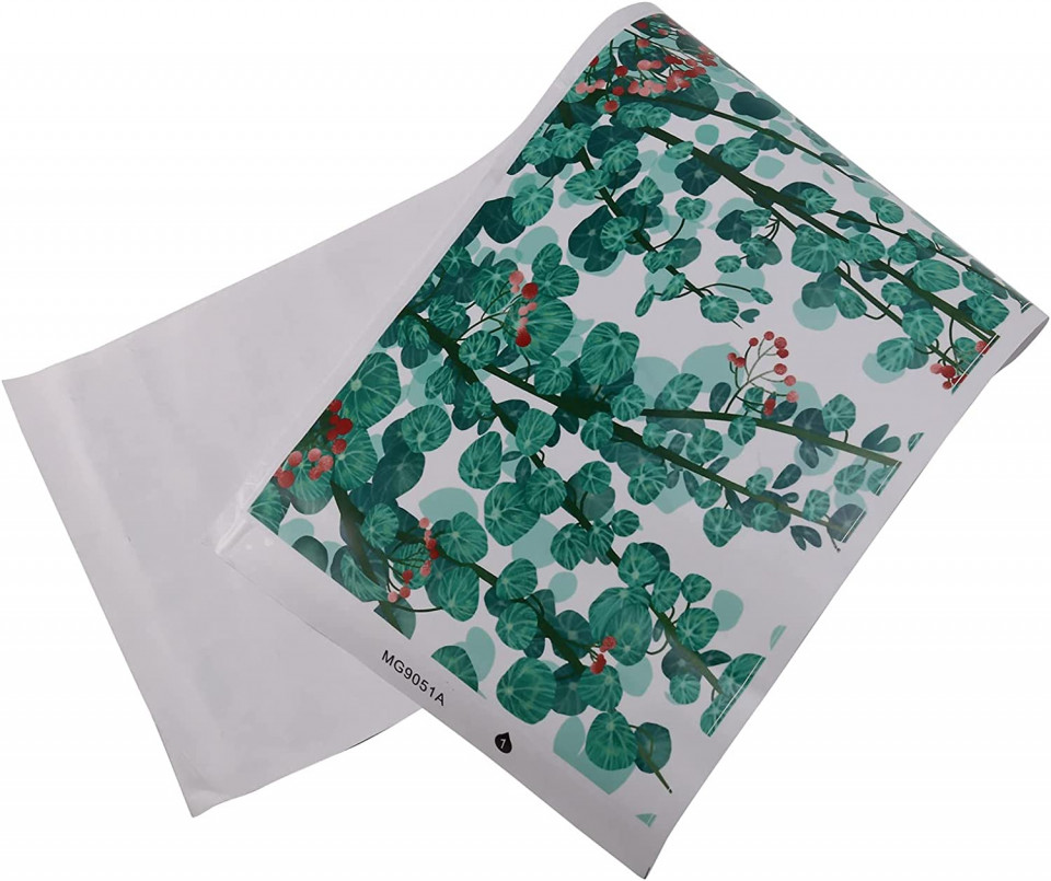 Autocolant de perete Veumoie, model eucalipt, verde, PVC, 85 X 63 cm