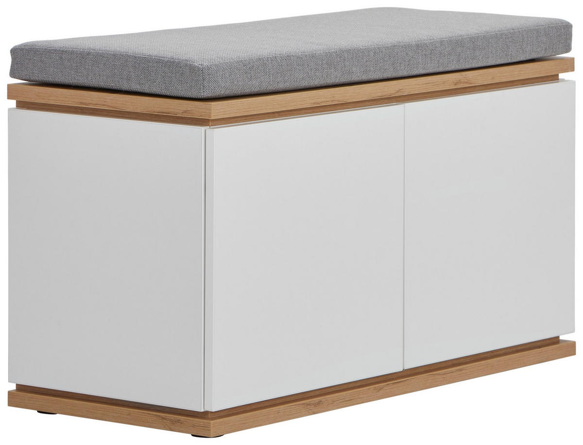 Bancuta cu spatiu depozitare / Pantofar, alb, stejar, 85/52/38 cm