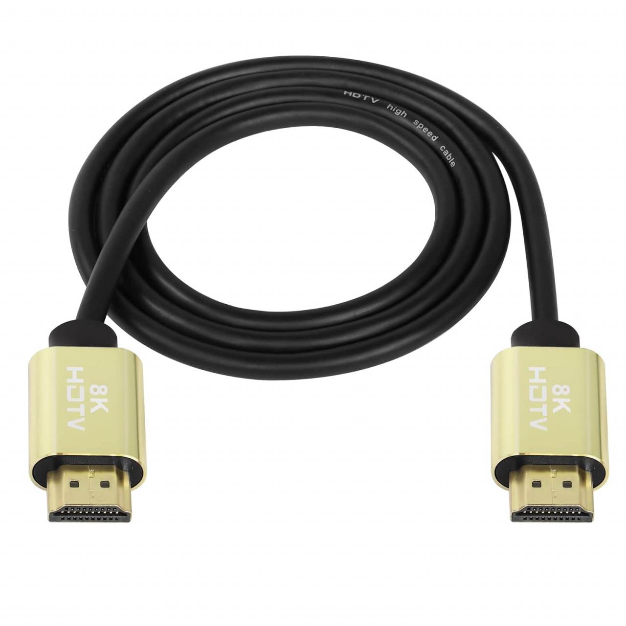 Cablu HDMI 2.1 Qianrenon, PVC/metal, negru/auriu, 150 cm, 8K