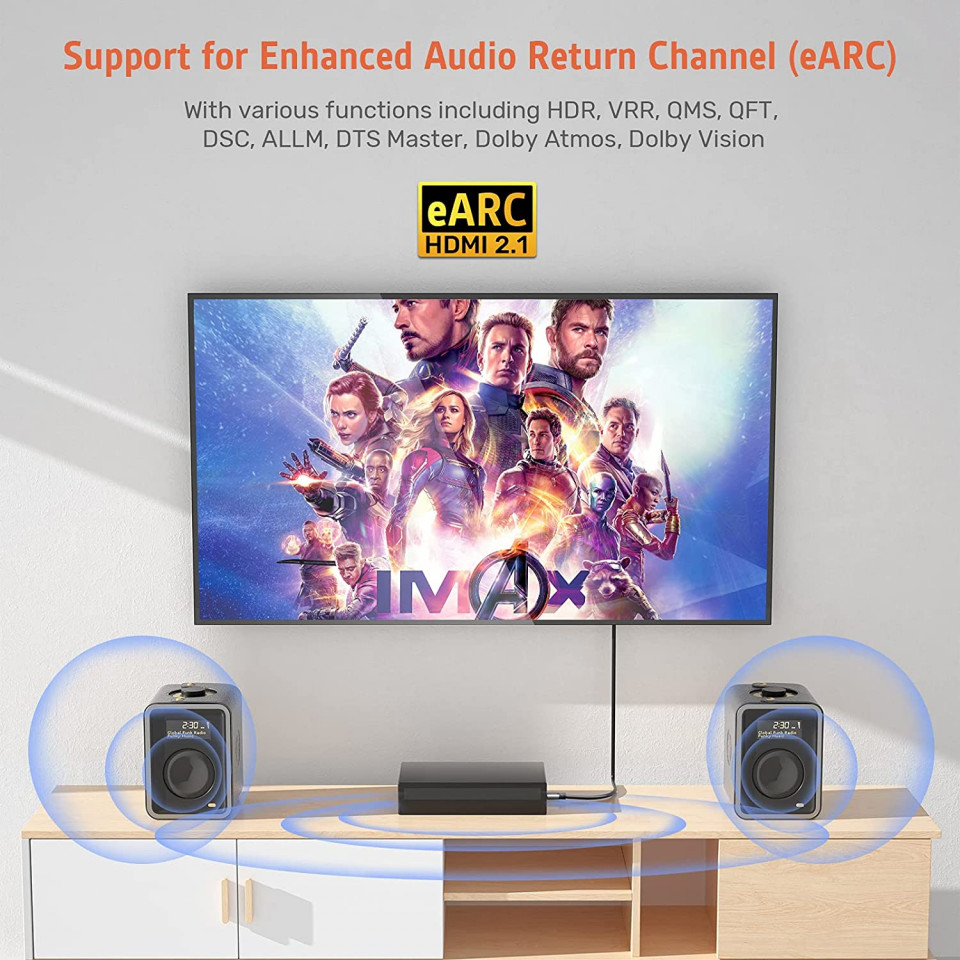Poze Cablu HDMI Alxum, 8K, negru/gri, 2 m