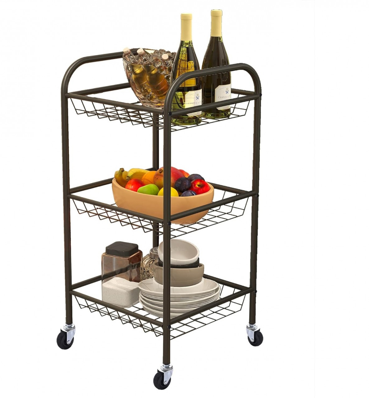 Carucior de bucatarie Arfarly, metal, negru, 40 x 38 x 87 cm