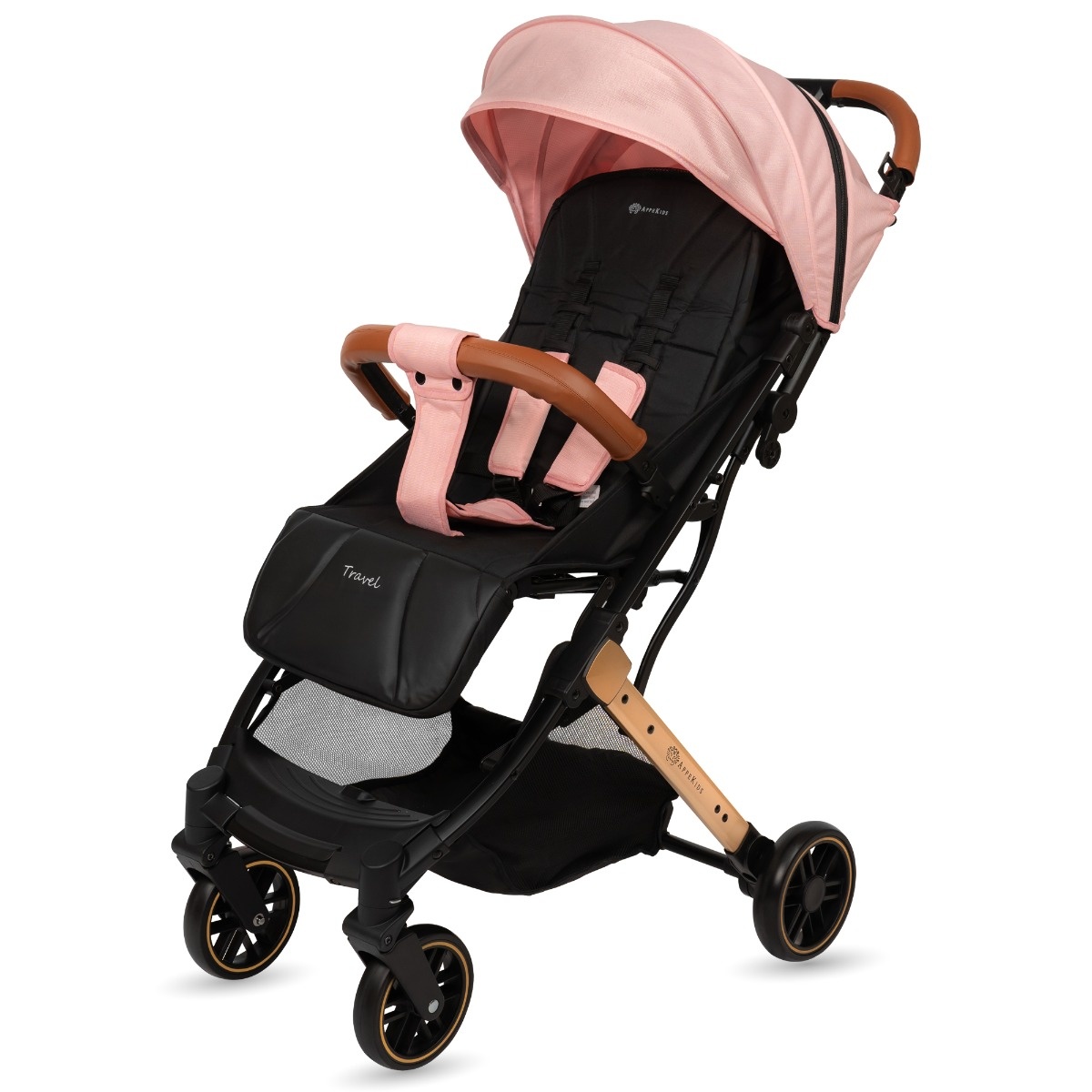Carucior Sport AppeKids Travel, Ultracompact, Tip Troller - Pink, reglabil 3 pozitii, +6 luni - 3 ani