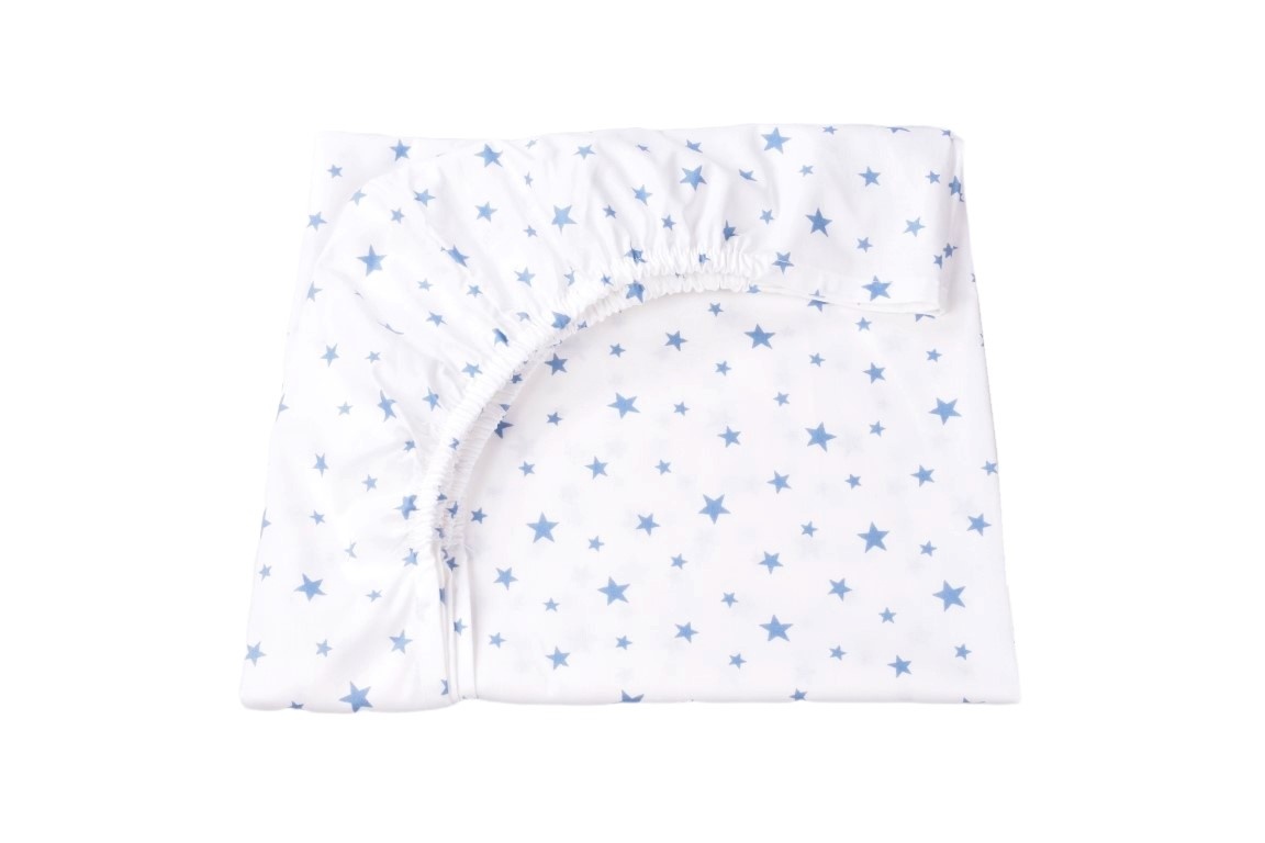 Cearsaf patut 120x60 cm bumbac 100% model stelute mici bleu