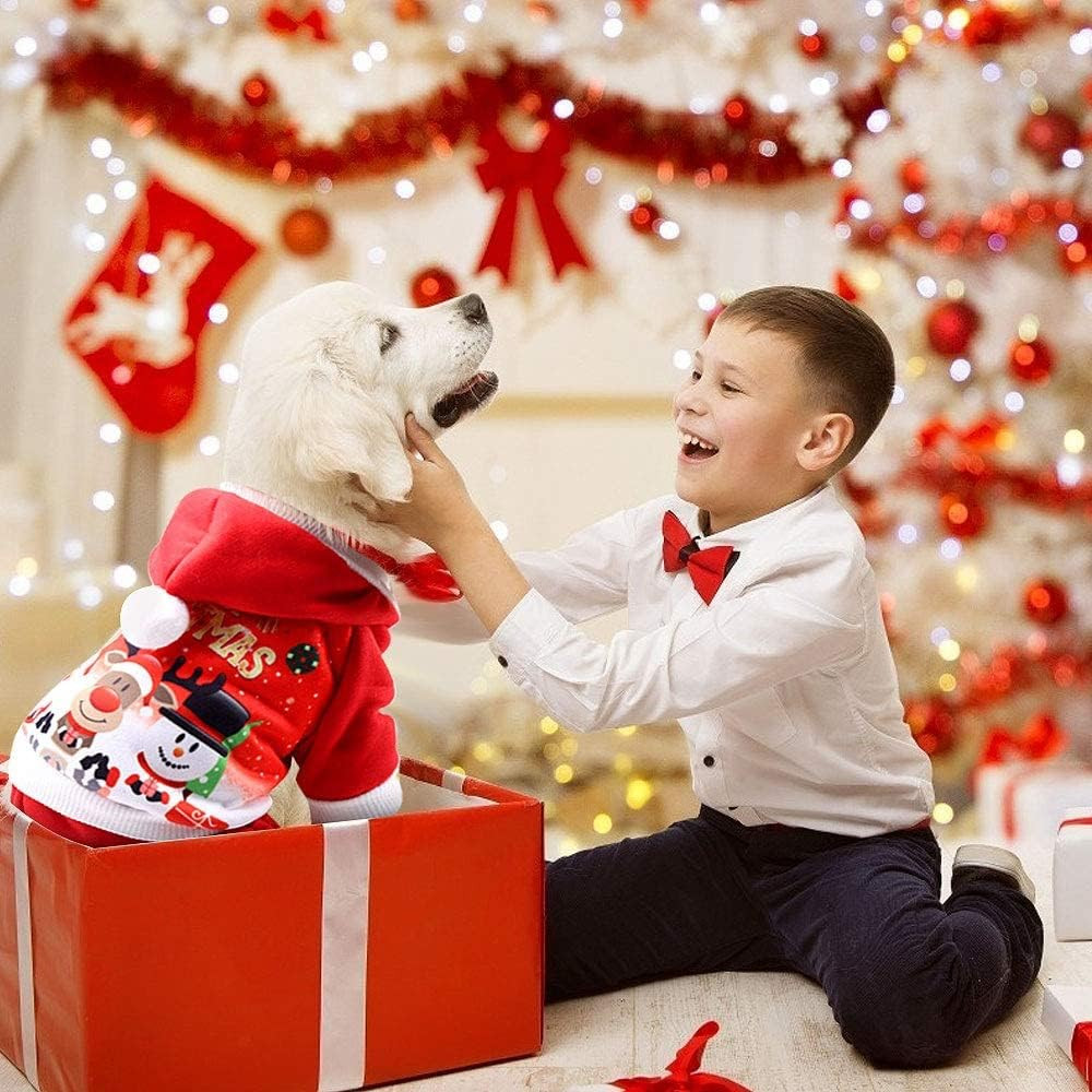 Poze Costum de Craciun pentru caine/pisica WELLXUNK®, poliester, rosu, M