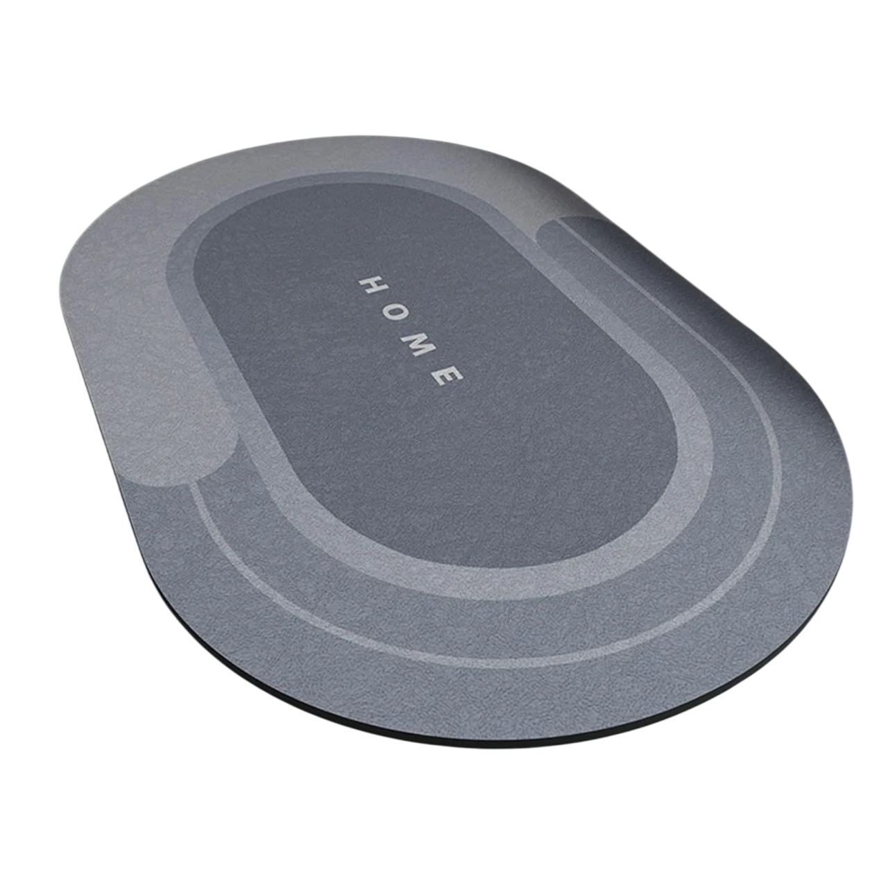 Covoras de baie Ikuso, cauciuc, gri, oval, 40 x 60 cm