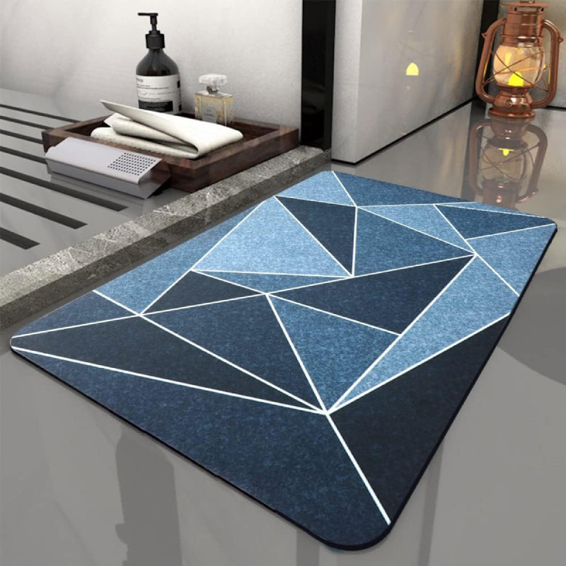 Covoras de baie OKYWILL, textil/spuma/cauciuc, negru/albastru, 40 x 60 cm Baie