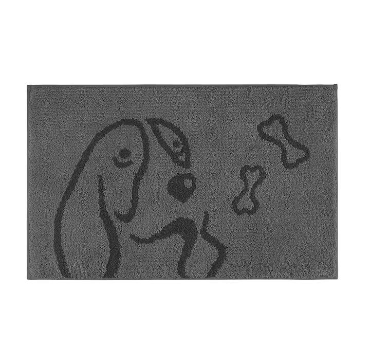 Covoras de intrare PURRUGS, poliester, gri inchis, 50 x 80 cm