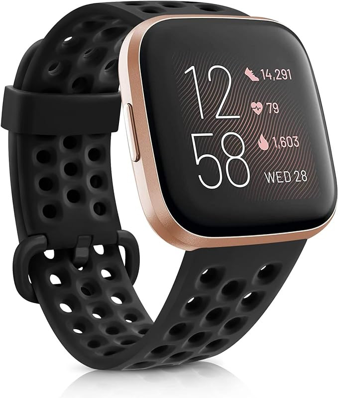 Curea de ceas compatibila cu Fitbit Versa, silicon, negru, 180-240mm
